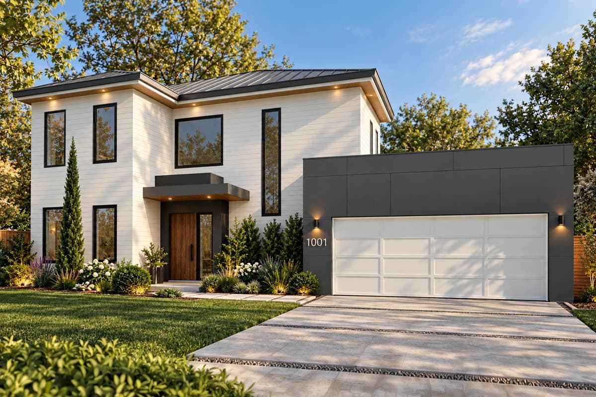 Plan image - 590002BCA:Contemporary Modern House Plan with 4 Bedrooms and Attached Garage