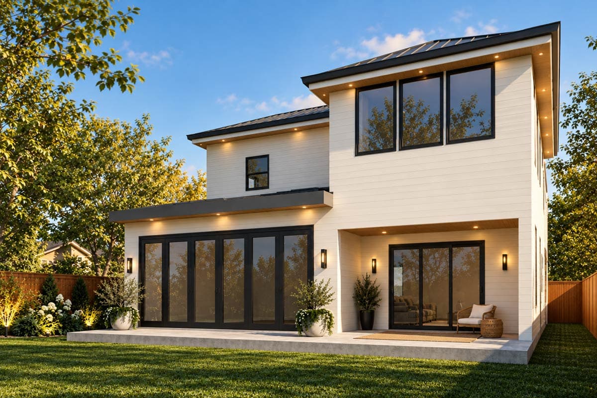Plan 590002BCA: Contemporary Modern House Plan with 4 Bedrooms and Attached Garage - Image #2 - Contemporary, Modern