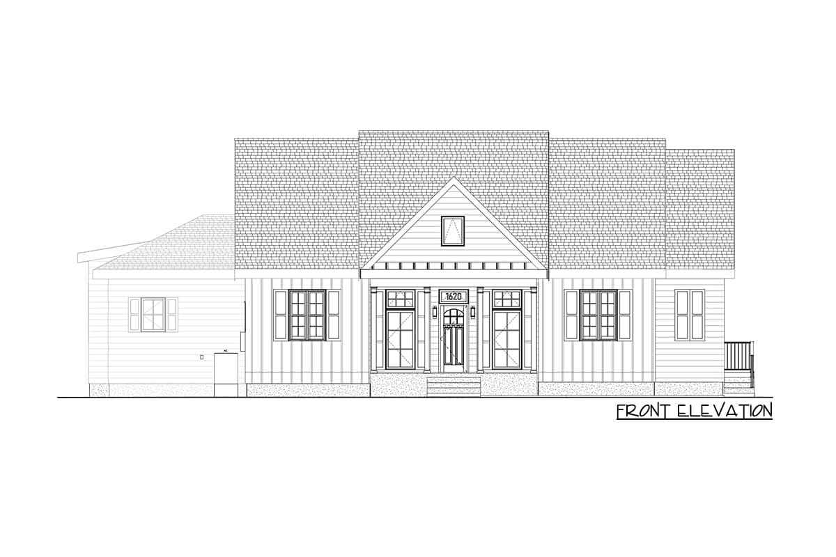 Plan 590003BCA: Charming Three Bedroom Southern Craftsman Cottage House Plan - Image #7 - Cottage, Craftsman, Southern, Traditional