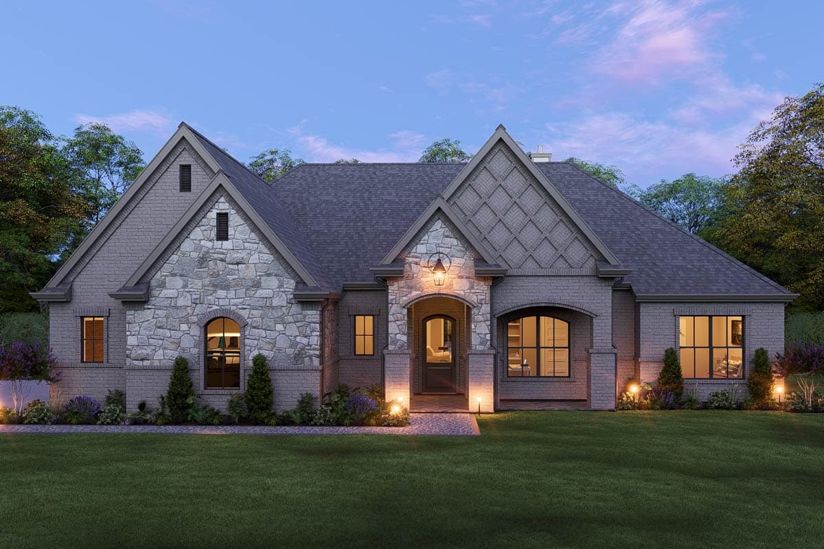 Plan image - 25457TF:French Country European House Plan with 4 Bedrooms and 3-Car Garage