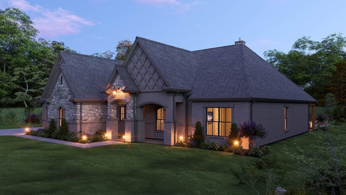 Plan 25457TF: French Country European House Plan with 4 Bedrooms and 3-Car Garage - Image #4 - European, French Country