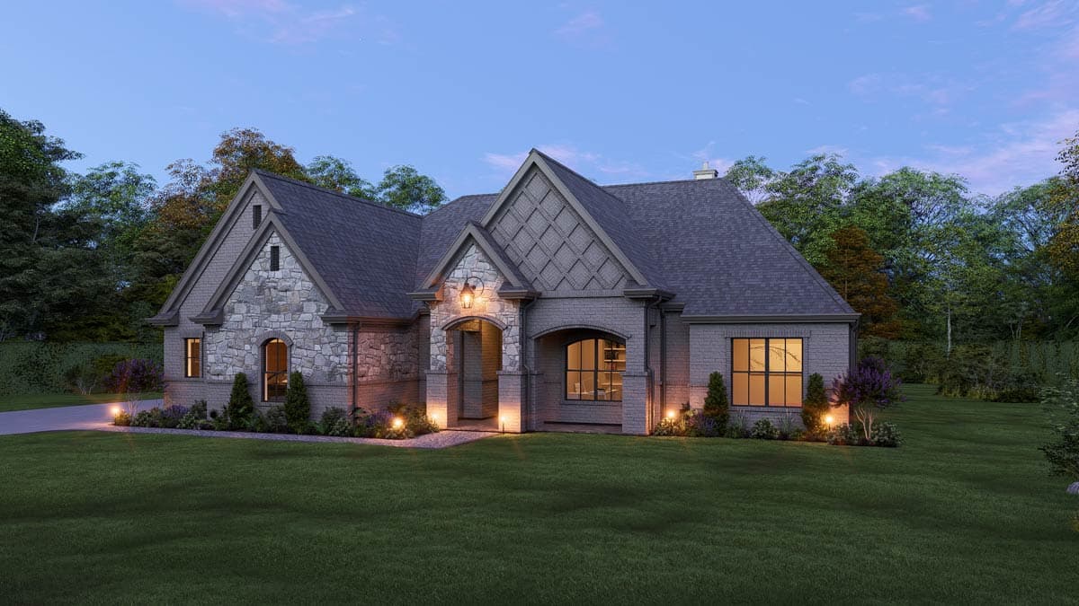 Plan 25457TF: French Country European House Plan with 4 Bedrooms and 3-Car Garage - Image #3 - European, French Country