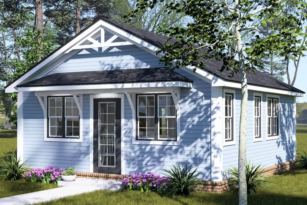 Traditional Program Menu Design Plan 52595WM: Charming One Bedroom Cottage House Plan with Efficient ...