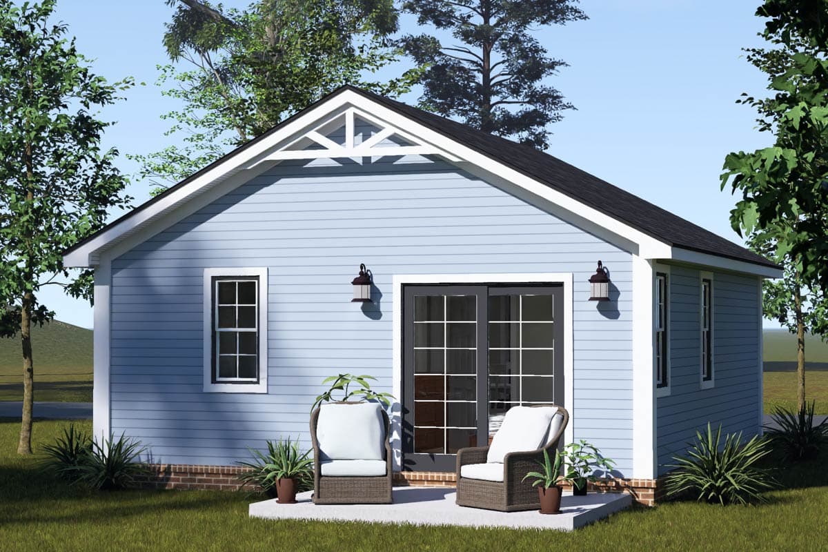 Plan 52595WM: Charming One Bedroom Cottage House Plan with Efficient Single Level Living - Image #4 - Cottage, Country, Traditional