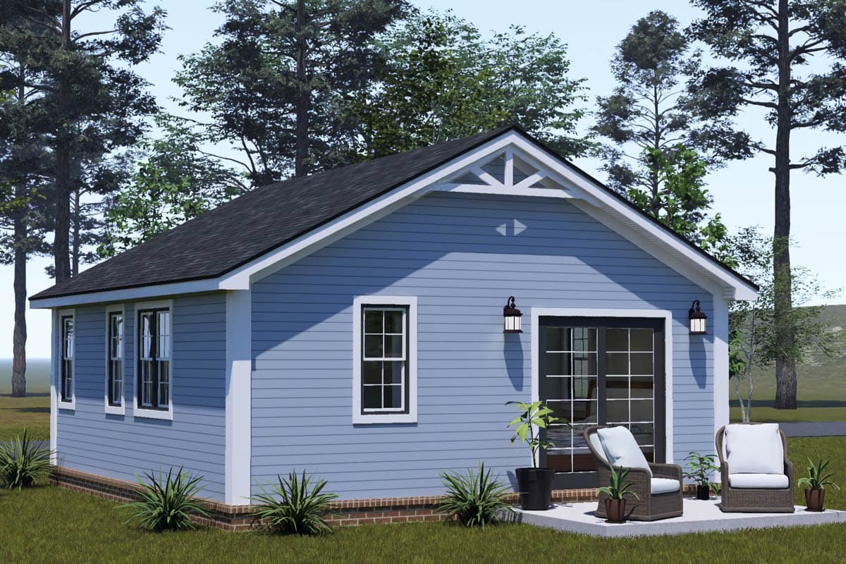Plan 52595WM: Charming One Bedroom Cottage House Plan with Efficient Single Level Living - Image #3 - Cottage, Country, Traditional