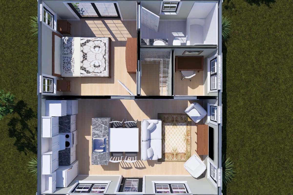 Plan 52595WM: Charming One Bedroom Cottage House Plan with Efficient Single Level Living - Image #8 - Cottage, Country, Traditional