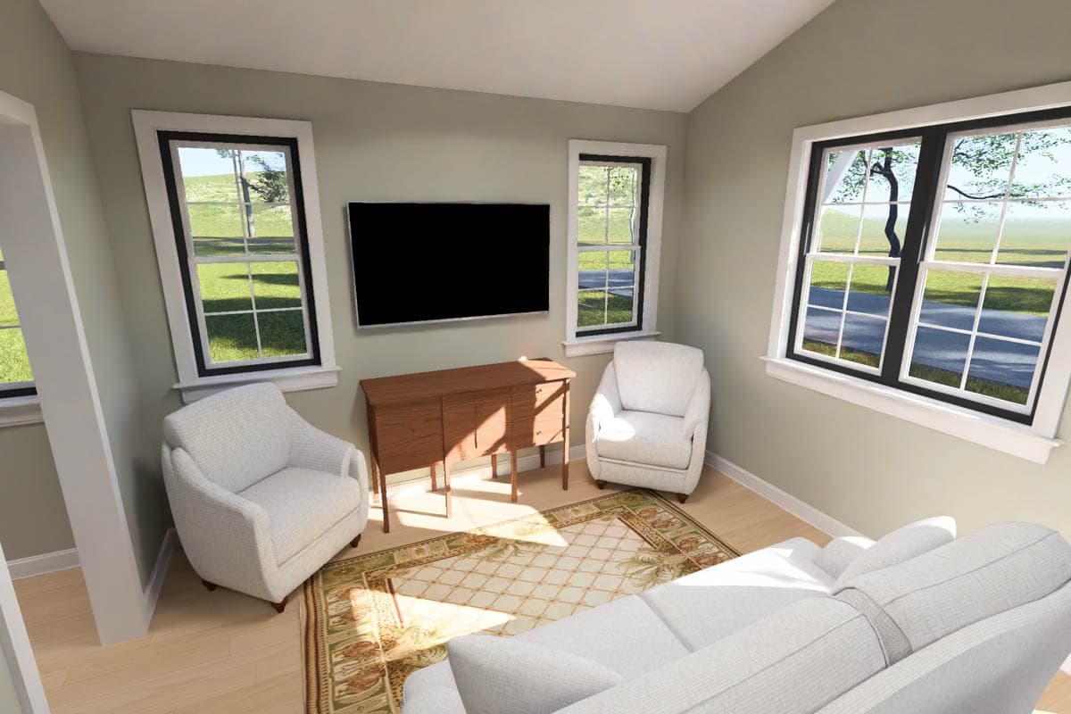 Plan 52595WM: Charming One Bedroom Cottage House Plan with Efficient Single Level Living - Image #9 - Cottage, Country, Traditional