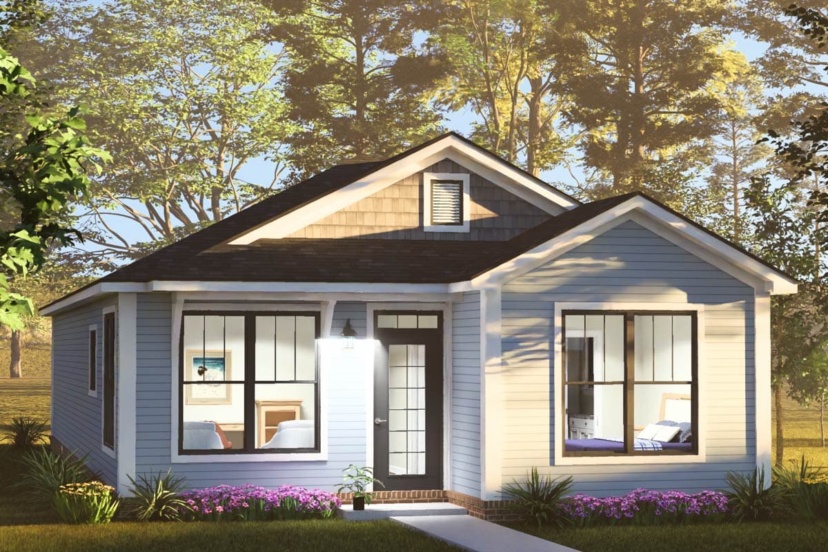 Plan 52602WM: Charming Two Bedroom Cottage House Plan with Split Bedroom Layout - Image #3 - Cottage, Craftsman