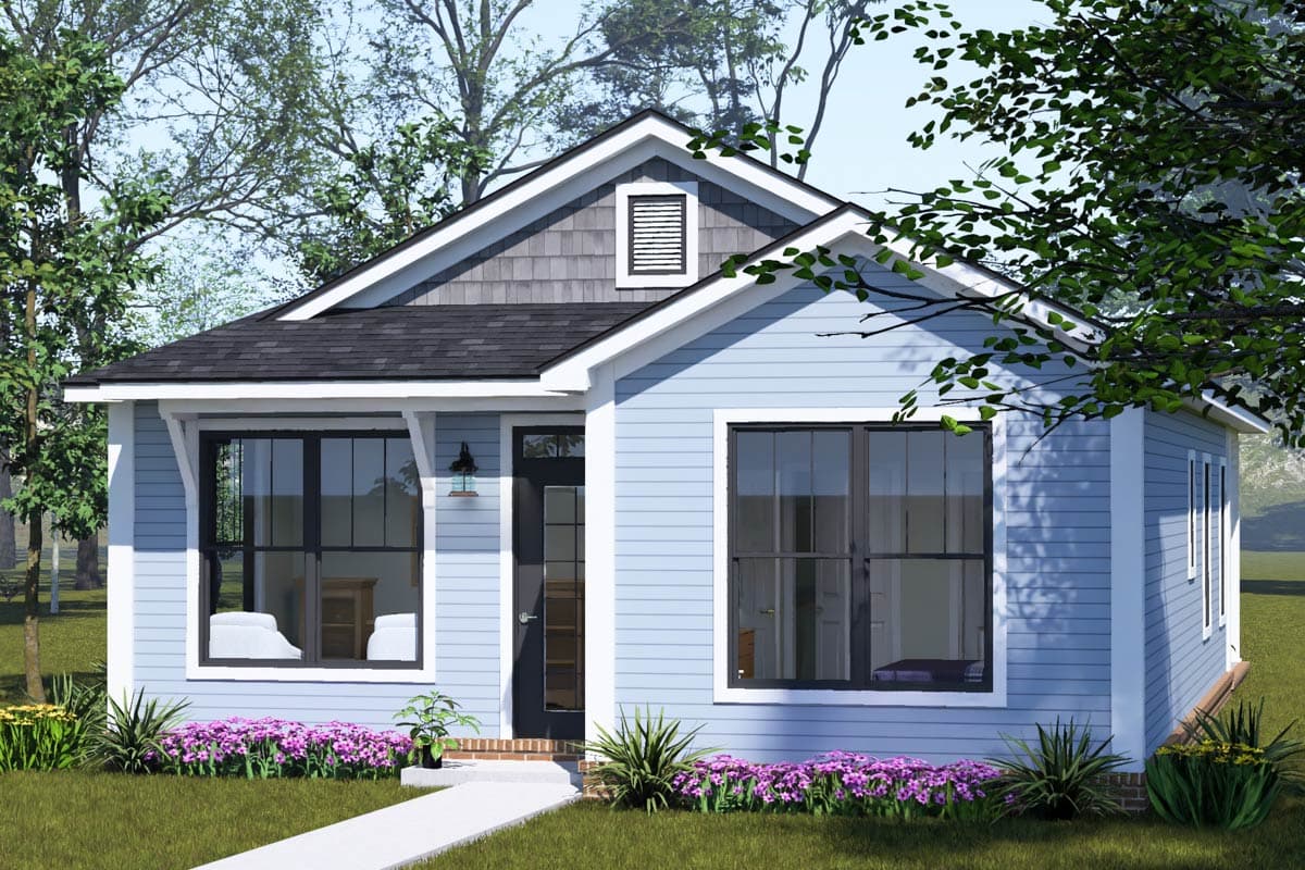 Plan 52602WM: Charming Two Bedroom Cottage House Plan with Split Bedroom Layout - Image #5 - Cottage, Craftsman