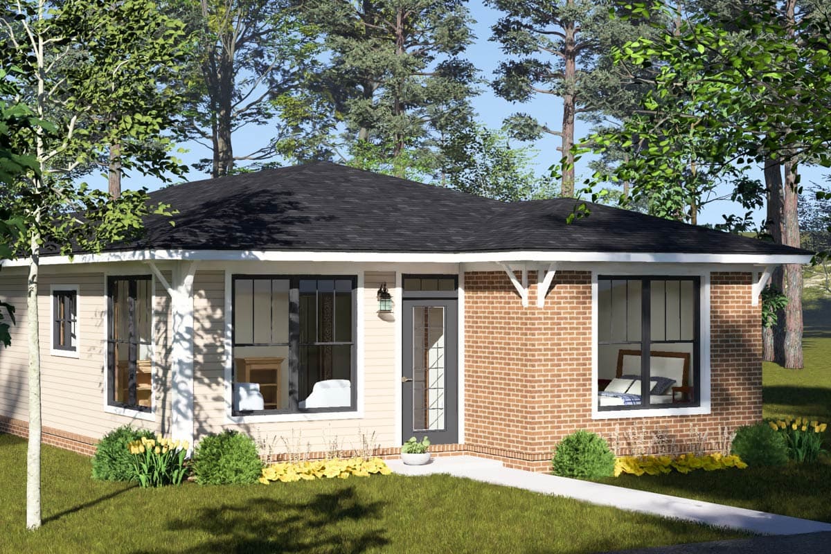 Plan 52603WM: Charming Traditional Ranch House Plan with Two Bedrooms and Study - Image #2 - Ranch, Traditional
