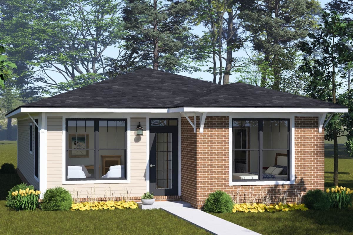 Plan image - 52603WM:Charming Traditional Ranch House Plan with Two Bedrooms and Study