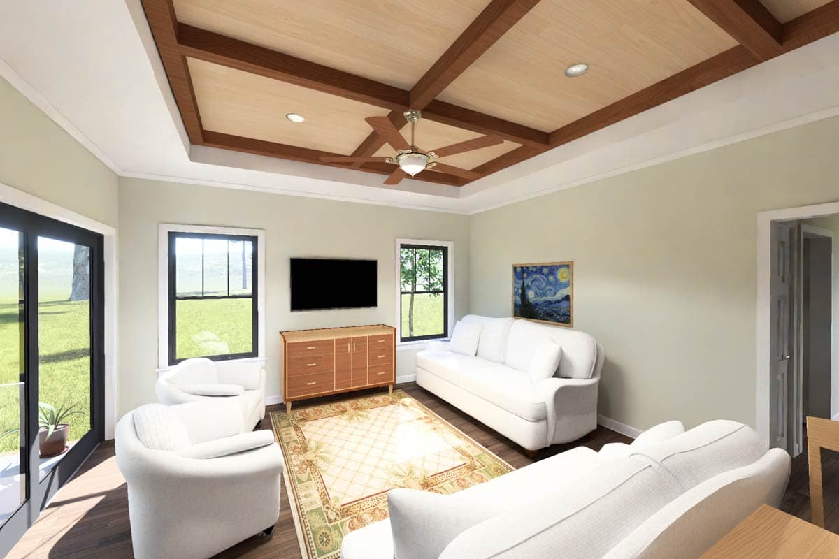 Plan 52603WM: Charming Traditional Ranch House Plan with Two Bedrooms and Study - Image #9 - Ranch, Traditional