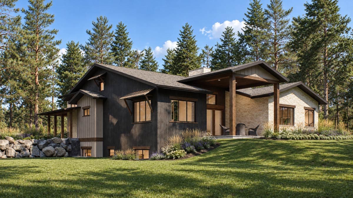 Plan 95403RW: Northwest Contemporary Ranch House Plan with Three Car Garage - Image #2 - Contemporary, Northwest, Ranch