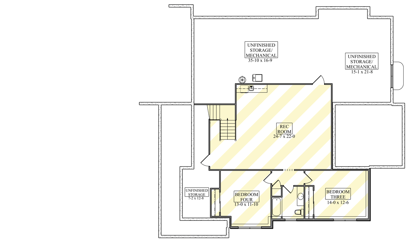 Plan 95403RW: Northwest Contemporary Ranch House Plan with Three Car Garage - Floor Plan - Optionally Finished Basement Level - Contemporary, Northwest, Ranch