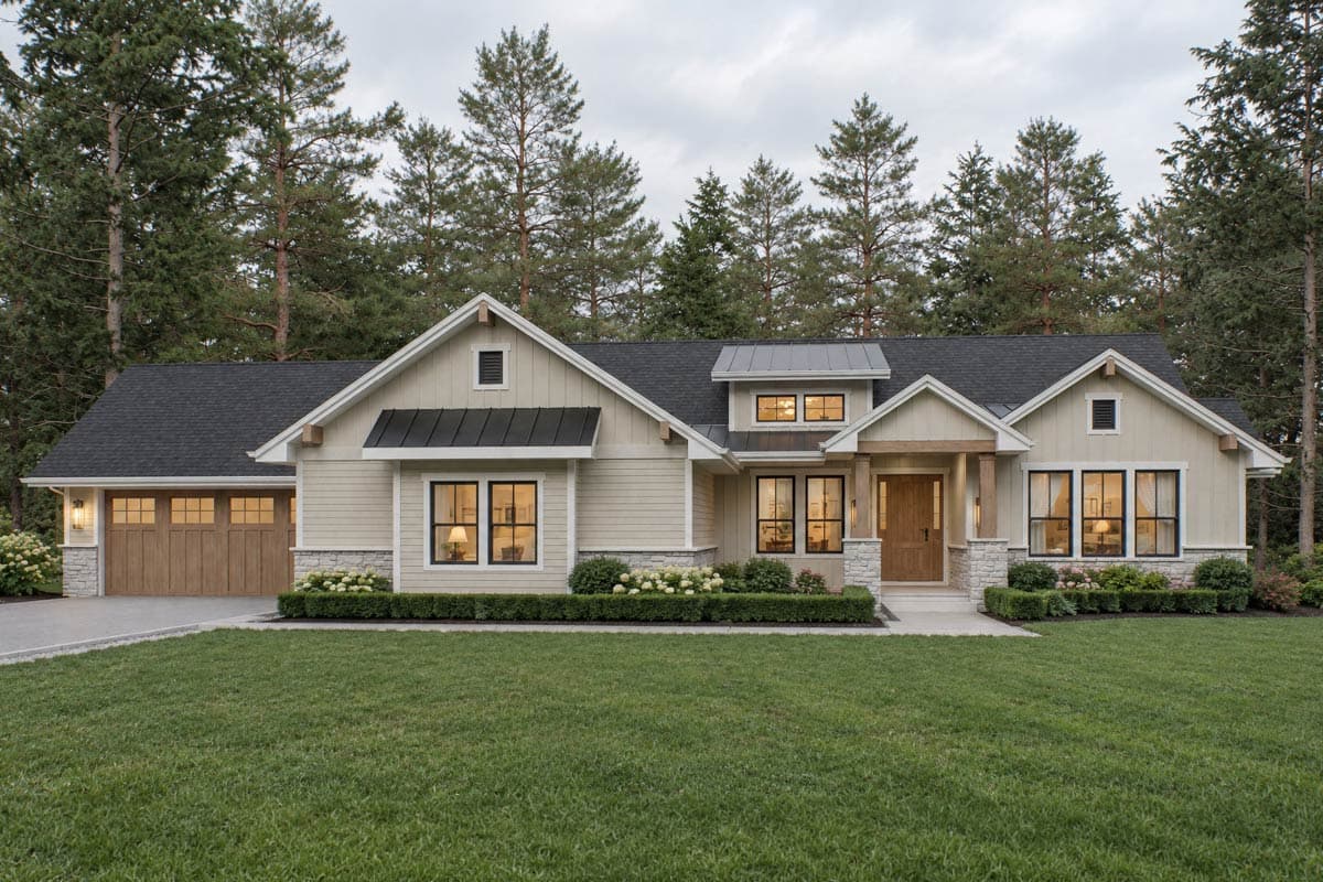 Plan image - 95405RW:New American Farmhouse Ranch House Plan with Three Car Garage