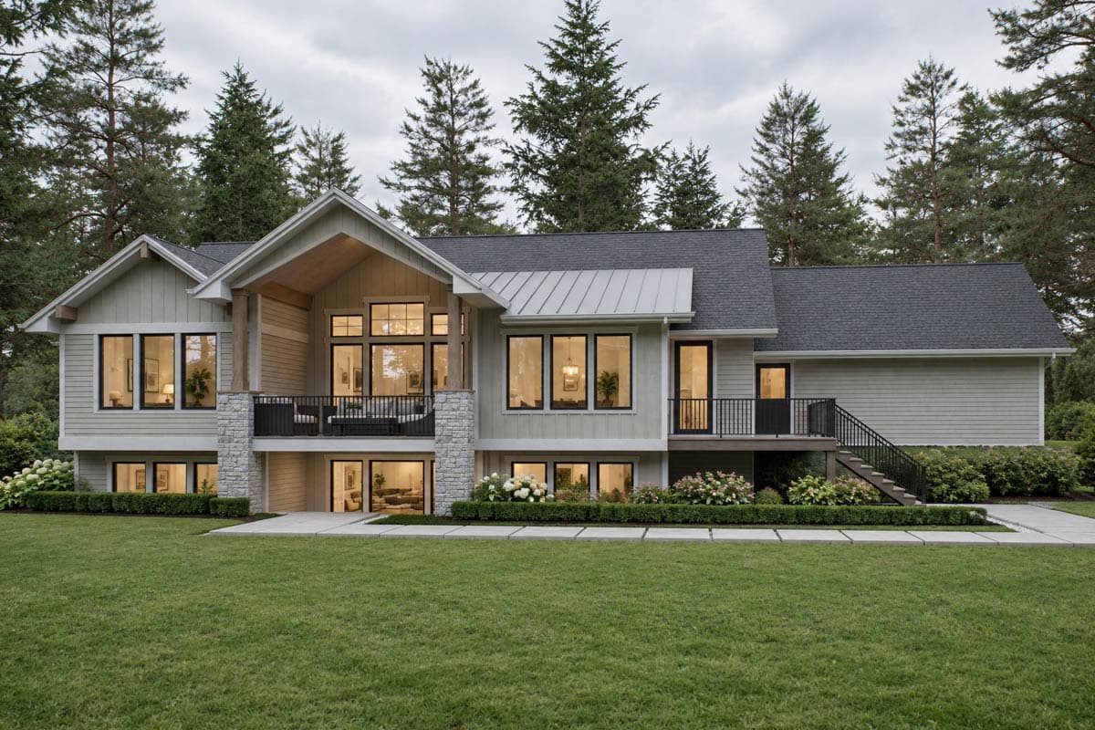 Plan 95405RW: New American Farmhouse Ranch House Plan with Three Car Garage - Image #2 - Farmhouse, New American, Ranch
