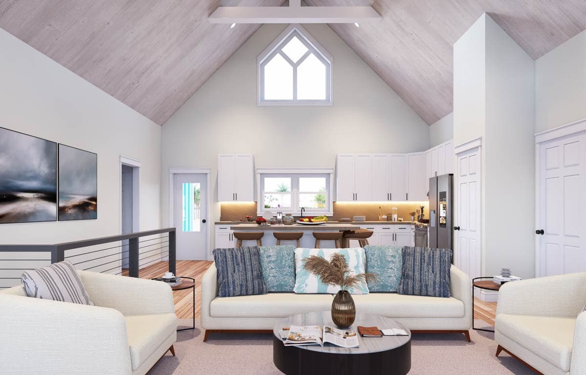 Plan 680711VR: Coastal Vacation House Plan Featuring Three Bedrooms and Two-Car Garage - Image #4 - Coastal, Vacation