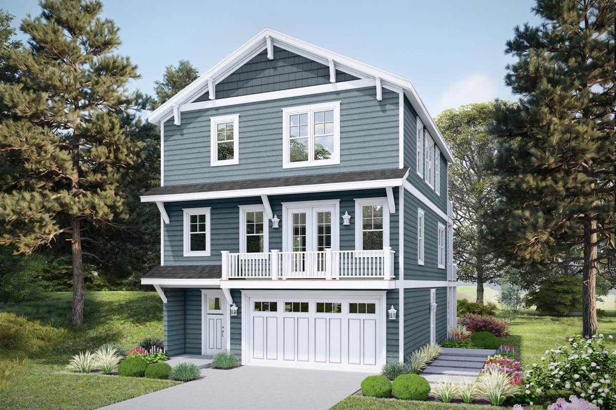 Plan image - 680712VR:Traditional Four Bedroom House Plan with Drive Under Garage