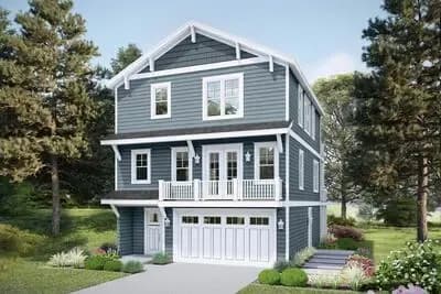 Traditional Four Bedroom House Plan with Drive Under Garage