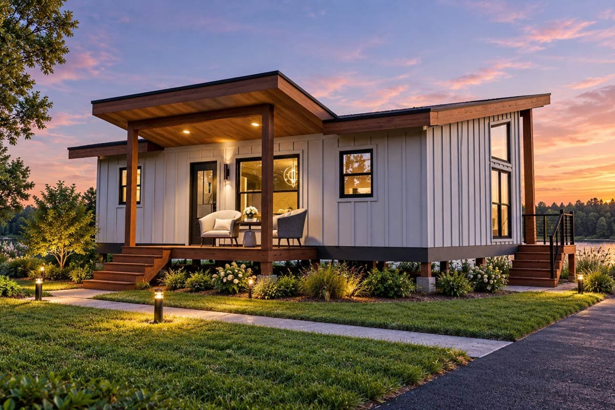 Plan image - 680714VR:Compact Contemporary House Plan with One Bedroom and Expansive Decking
