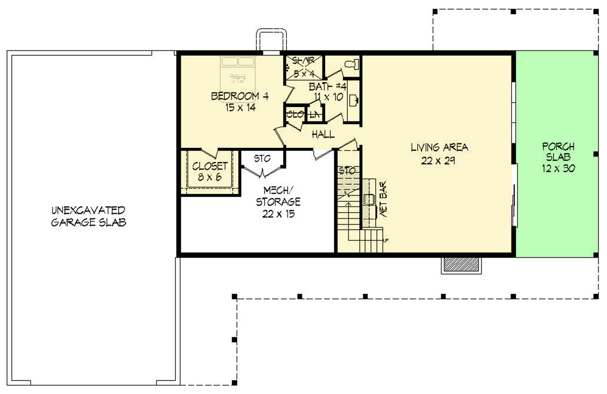 Plan 680718VR: Mountain House Plan with Four Bedrooms and Three-Car Garage - Floor Plan - Lower Level - Craftsman, Modern Farmhouse, Mountain