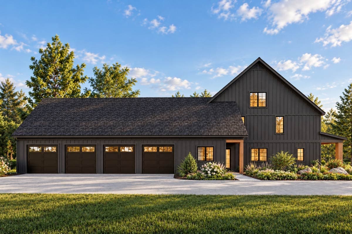 Plan 680719VR: Modern Farmhouse House Plan with 5 Bedrooms and 4-Car Garage - Image #2 - Farmhouse, Modern, Modern Farmhouse, New American