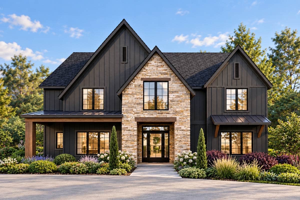 Plan image - 680719VR:Modern Farmhouse House Plan with 5 Bedrooms and 4-Car Garage
