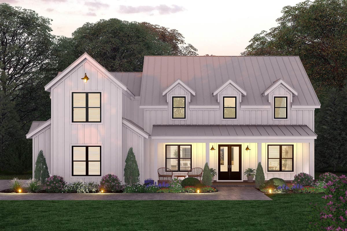 Plan 680720VR: Spacious Modern Farmhouse House Plan with Five Bedrooms and Bonus Room - Image #1 - Farmhouse, Modern Farmhouse