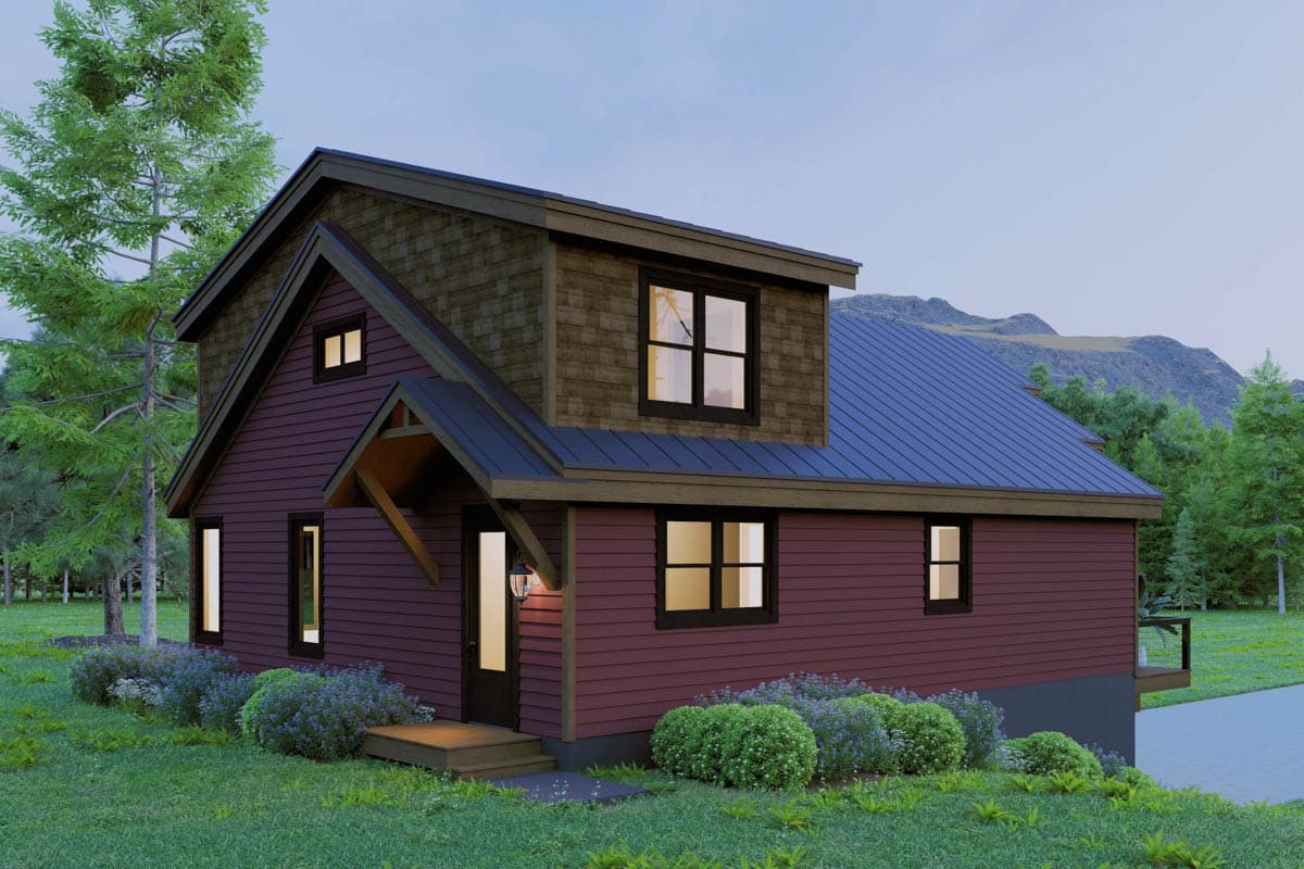 Plan 680722VR: Contemporary Mountain House Plan with Three Bedrooms and Two-Car Garage - Image #4 - Contemporary, Modern, Mountain