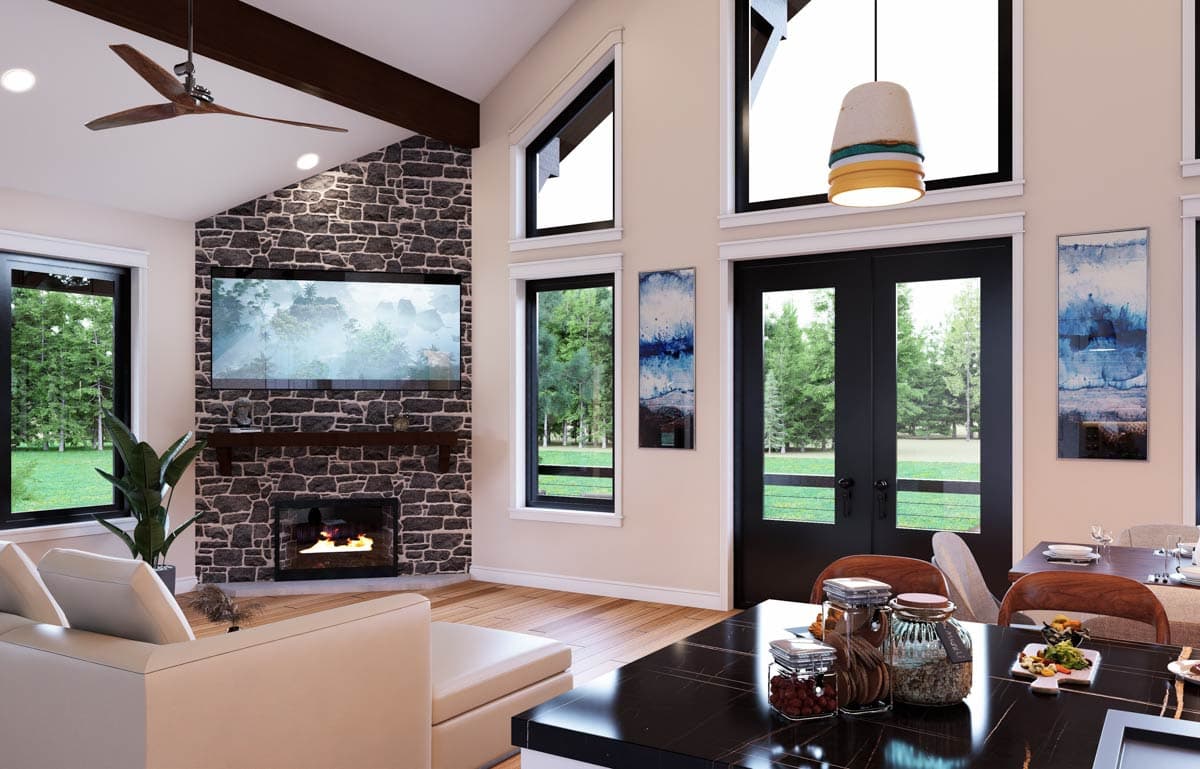 Plan 680722VR: Contemporary Mountain House Plan with Three Bedrooms and Two-Car Garage - Image #5 - Contemporary, Modern, Mountain