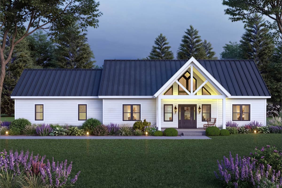 Plan 680723VR: Modern Farmhouse House Plan with 3 Bedrooms and Spacious Rear Porch - Image #1 - Country, Farmhouse, Modern Farmhouse
