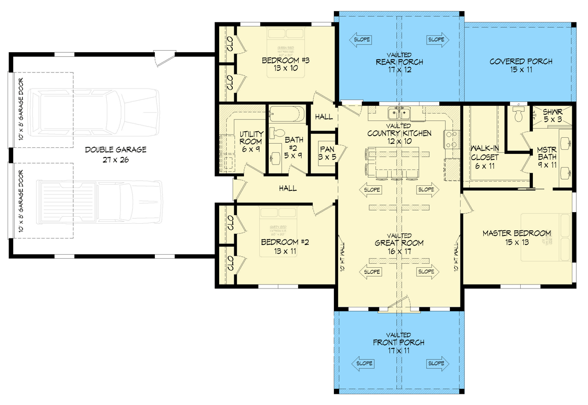 Plan 680723VR: Modern Farmhouse House Plan with 3 Bedrooms and Spacious Rear Porch - Floor Plan - Image #6 - Country, Farmhouse, Modern Farmhouse