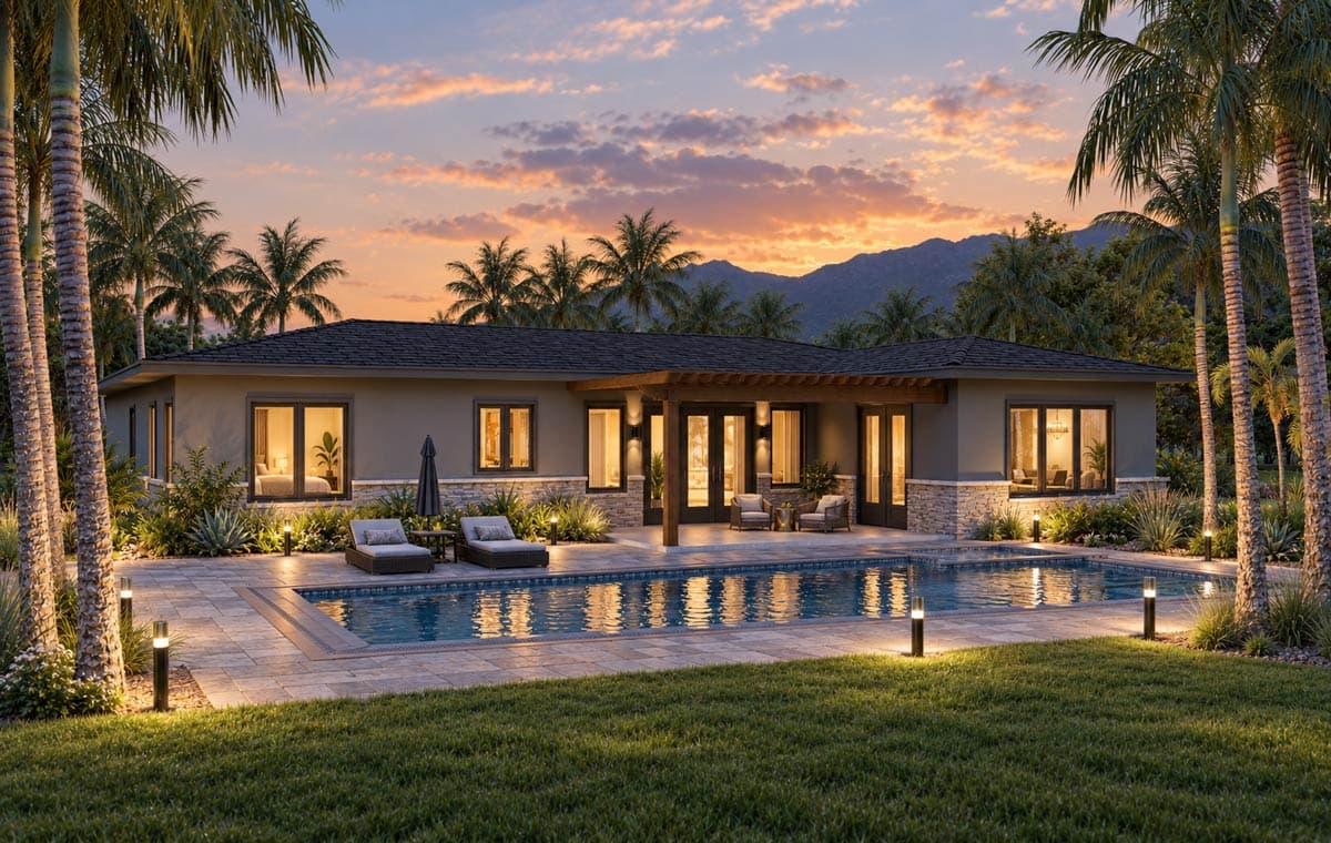 Plan 680725VR: Contemporary Ranch House Plan Featuring Three Bedrooms and Attached Two-Car Garage - Image #4 - Contemporary, Ranch