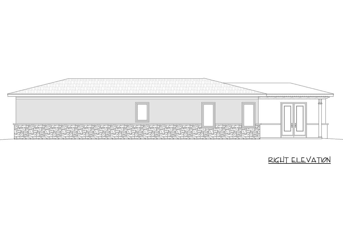 Plan 680725VR: Contemporary Ranch House Plan Featuring Three Bedrooms and Attached Two-Car Garage - Image #8 - Contemporary, Ranch