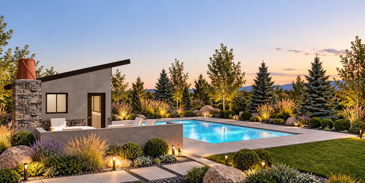 Plan 61774UT: Contemporary Poolside Cabana House Plan with Outdoor Fireplace - Image #5 - Contemporary