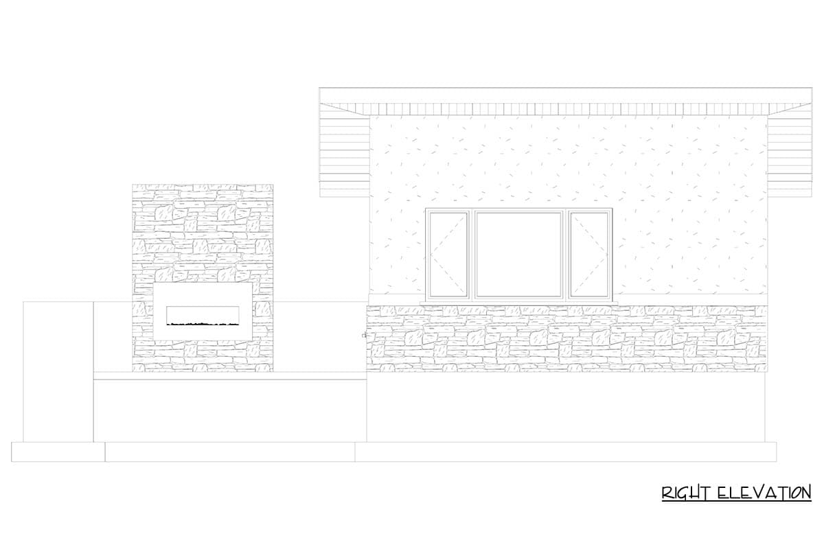 Plan 61774UT: Contemporary Poolside Cabana House Plan with Outdoor Fireplace - Image #10 - Contemporary