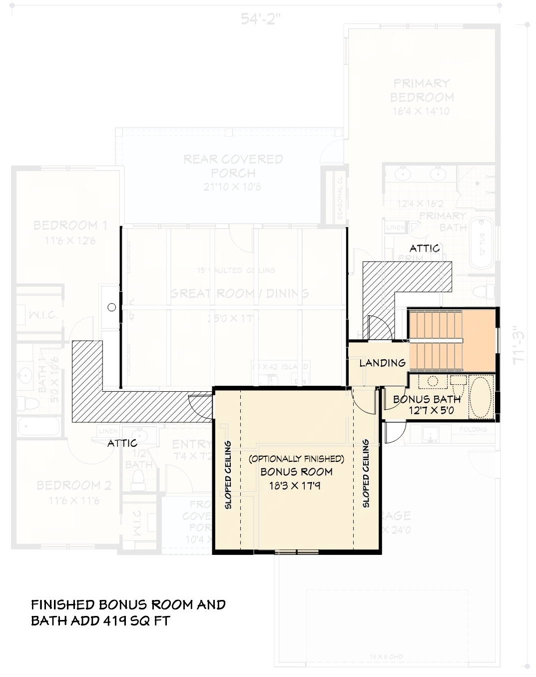 Plan 28955JJ: 3-Bedroom Modern Farmhouse Plan with 2-Car Garage and Optional Bonus Room - Floor Plan - Image #11 - Country, Modern Farmhouse, New American, Traditional