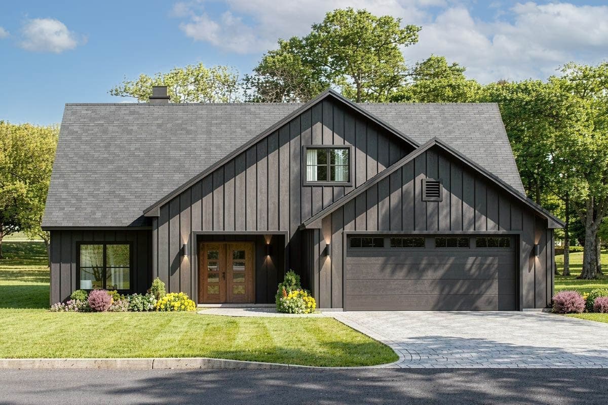 Plan image - 28955JJ:3-Bedroom Modern Farmhouse Plan with 2-Car Garage and Optional Bonus Room