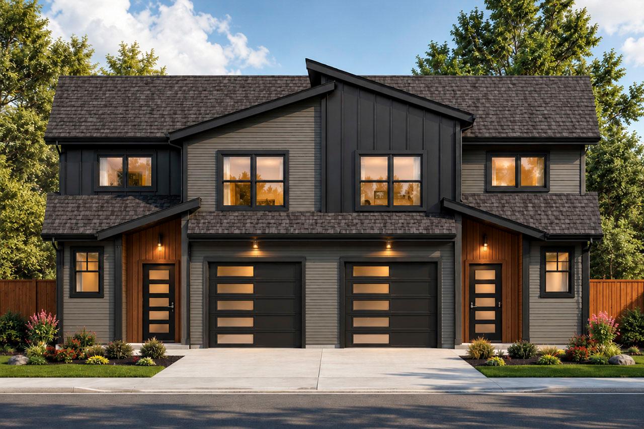 Plan image - 720205DA:Contemporary Northwest Duplex House Plan with 3 Bedrooms and Loft