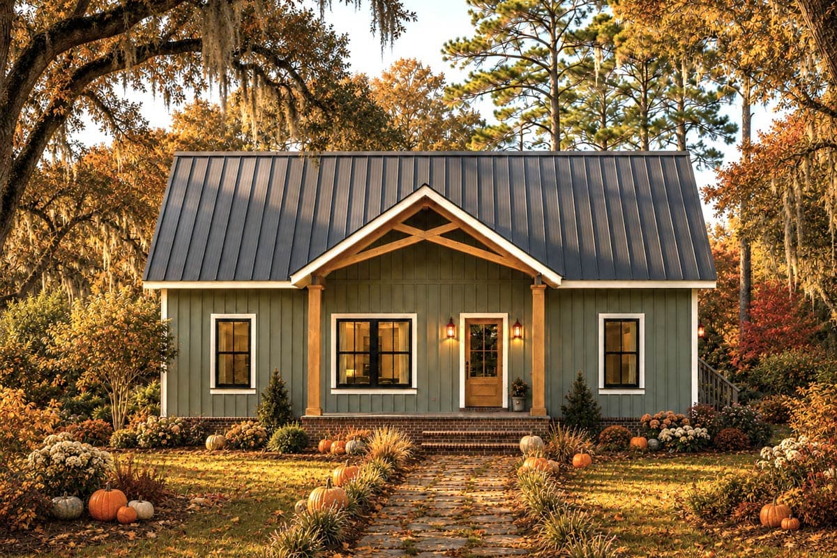 Plan 25090DH: Charming 3-Bedroom Cabin House Plan with Open Living and Covered Porches - Image #2 - Cabin, Country, Craftsman, Mountain