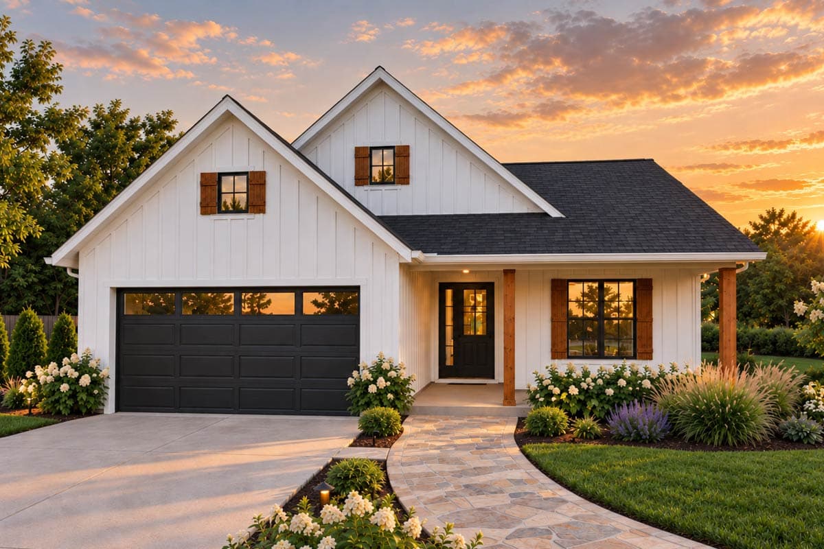 Plan image - 69933AM:Modern Farmhouse House Plan with 3-4 Bedrooms and Attached Garage