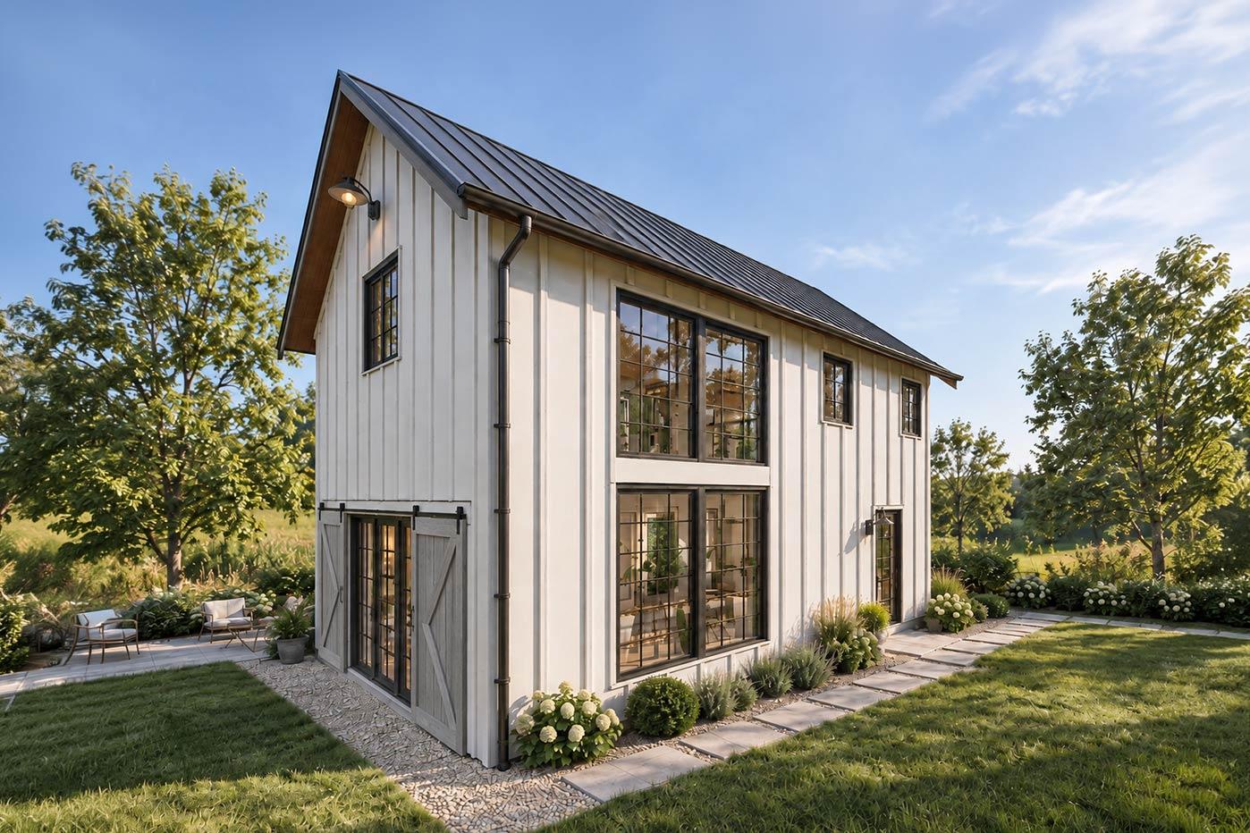 Plan image - 871042NST:Charming Two-Story Barndominium House Plan with Vaulted Ceilings