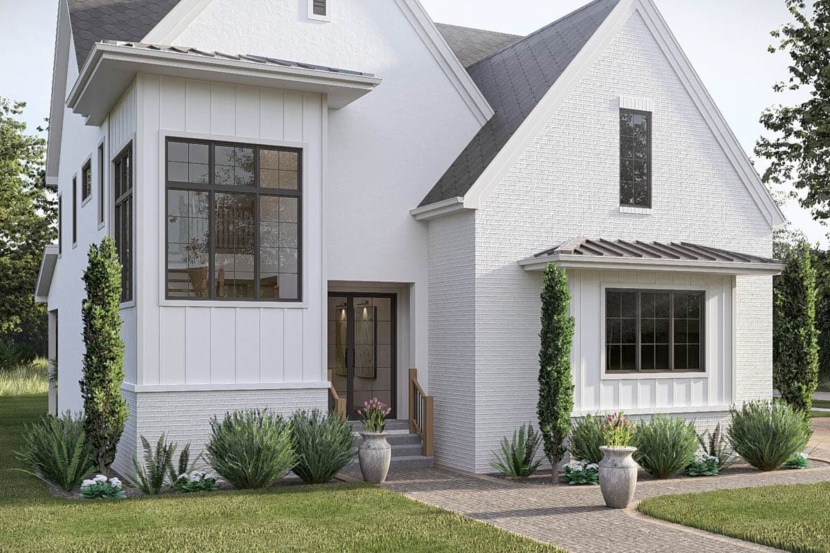 Plan 623683DJ: Modern Cottage House Plan with 4 Bedrooms and Attached Garage - Image #4 - Cottage, European, Modern