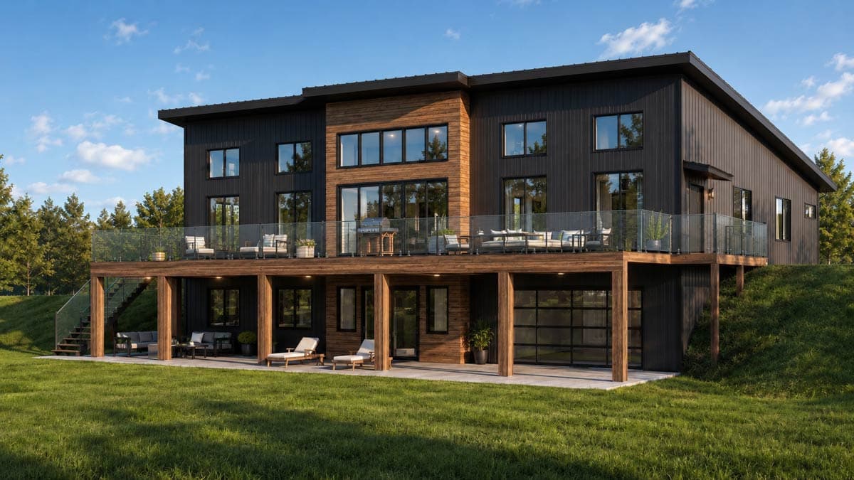 Plan 135481GRA: Modern New American House Plan with Six Bedrooms and Expansive Deck - Image #2 - Contemporary, Country, Craftsman, Modern, New American