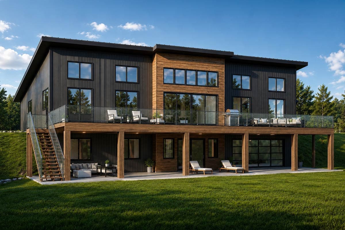 Plan image - 135481GRA:Modern New American House Plan with Six Bedrooms and Expansive Deck