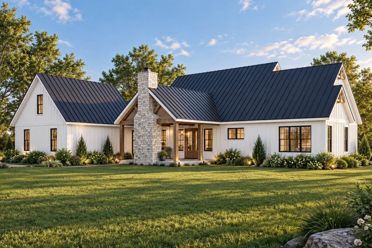 Plan 680726VR: Modern Farmhouse House Plan with 3 Bedrooms and Vaulted Outdoor Living - Image #2 - Farmhouse, Modern Farmhouse