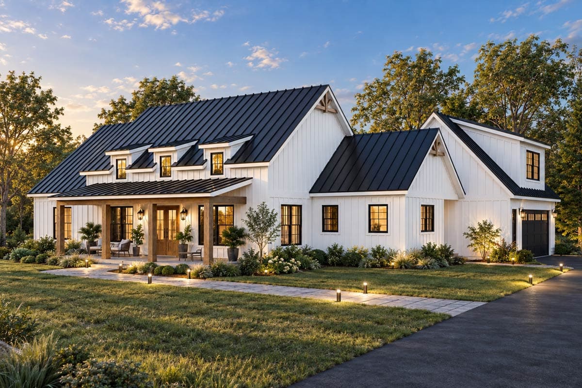 Plan image - 680726VR:Modern Farmhouse House Plan with 3 Bedrooms and Vaulted Outdoor Living