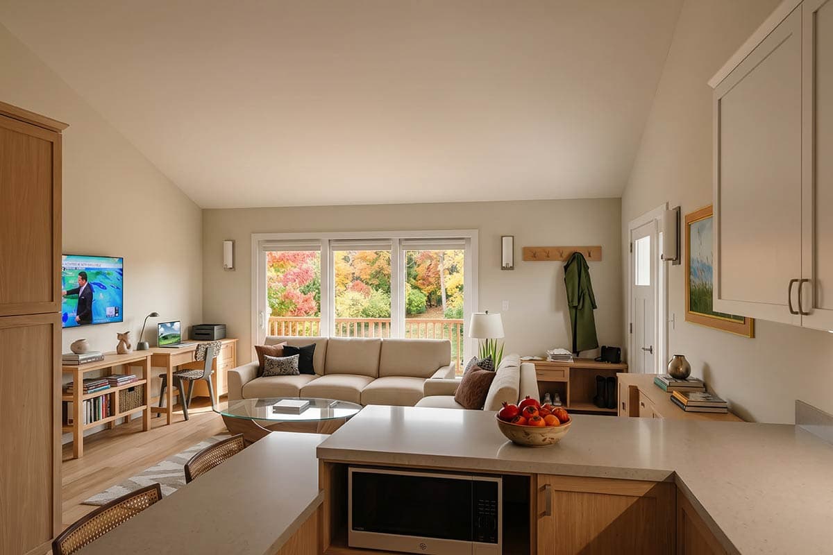 Plan 180033VNW: Carriage House Plan Featuring One Bedroom and Spacious Garage - Image #3 - Carriage, Farmhouse