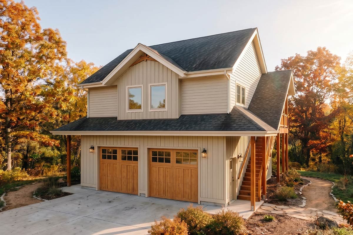 Plan image - 180033VNW:Carriage House Plan Featuring One Bedroom and Spacious Garage