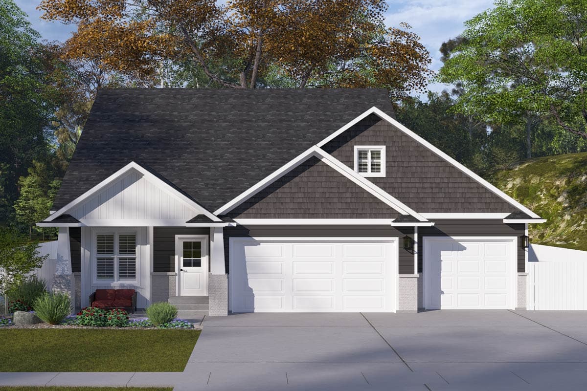 Plan image - 61775UT:Craftsman  House Plan with Five Bedrooms and Three-Car Garage